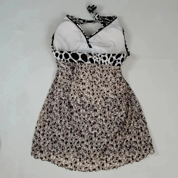 Vintage Y2k Empire Waist SWIMWEAR ONE PIECE paisley  Sporty Preppy Pinup  Size M - Picture 4 of 7